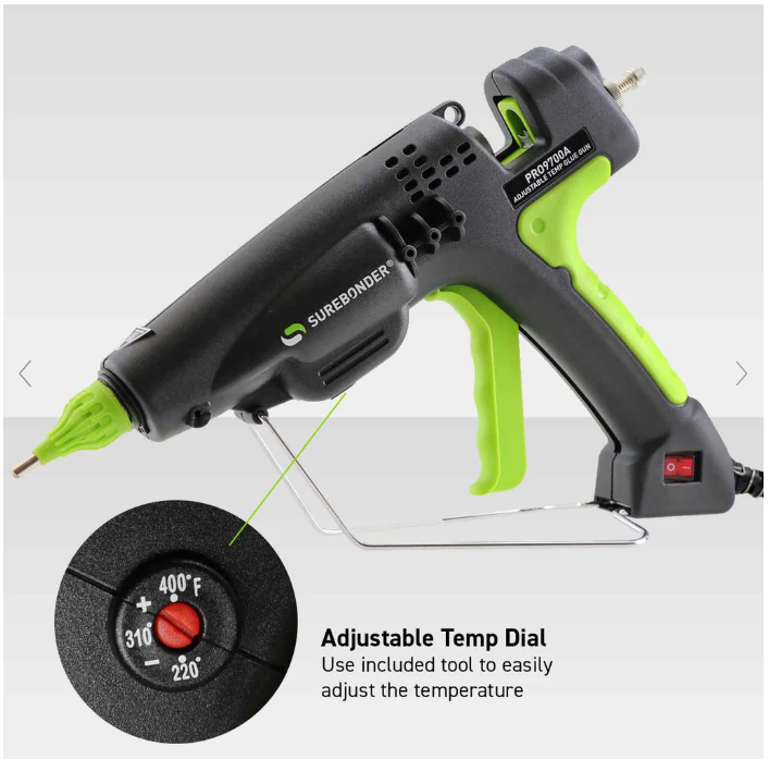 220 Watt Adjustable Temperature Professional Heavy Duty Hot Melt Glue Gun